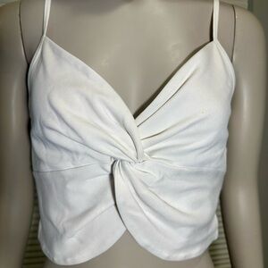 Aritzia Babaton Alfie Twist Tank Spaghetti Straps Crop Top Ivory Off White Small